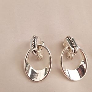 NWH SILVERTONE CLIP ON EARRINGS